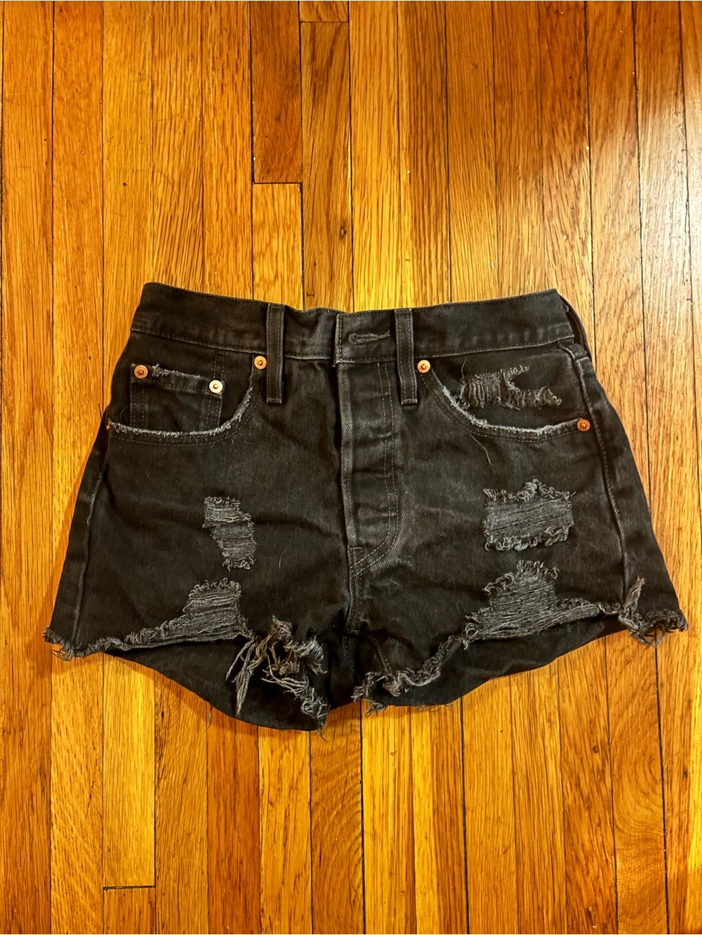 Levi’s Black Distressed Denim Women's Shorts